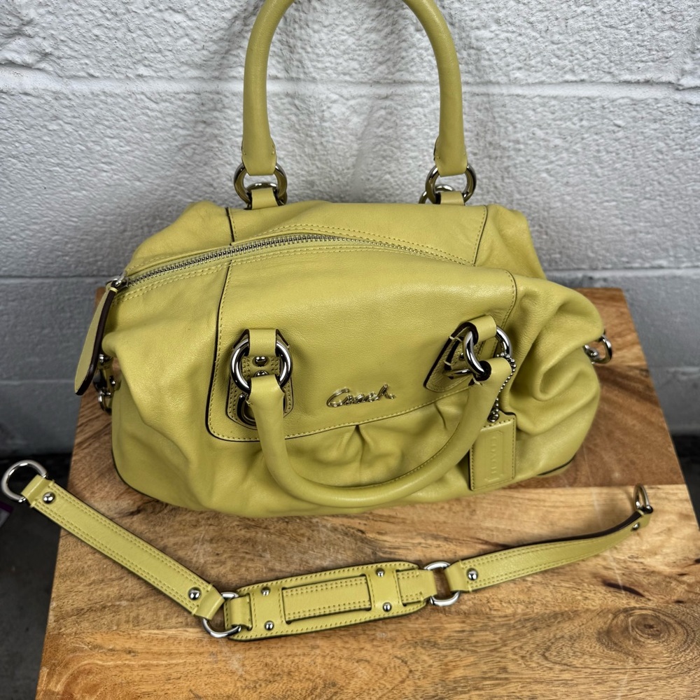 Coach Ashley Satchel Leather Bag – Key Lime Green - Picture 9 of 14